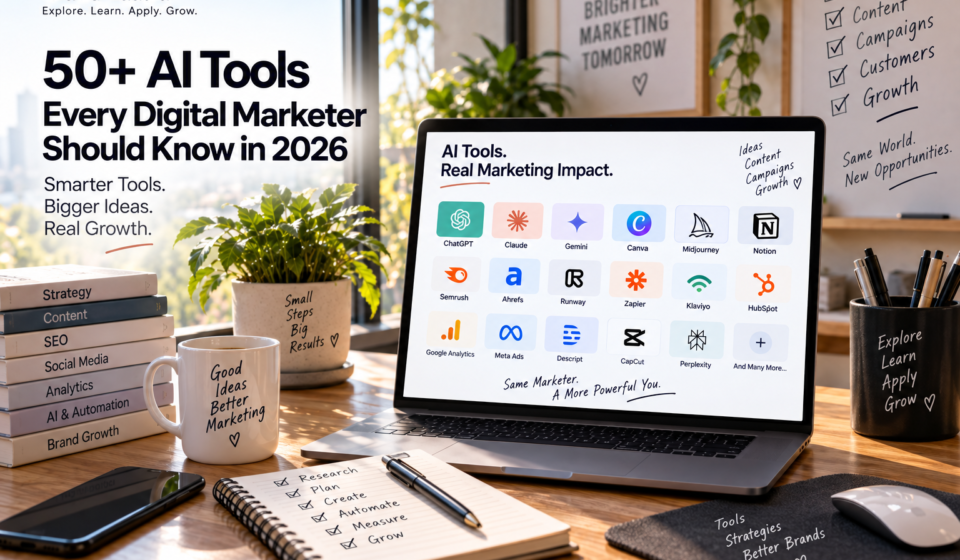 50+ AI Tools Every Digital Marketer Should Know in 2026